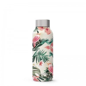 Quokka Solid vákum szigetelt vizesüveg, rozsdamentes acél kulacs 510 ml flora jungle