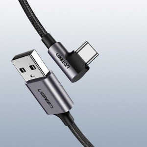 Ugreen USB/USB Type-C kábel döntött fejjel 3A 1m szürke
