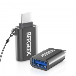 BeeGeek L05 USB/USB Type-C, USB-C átalakító adapter rögzítővel sötétszürke színben