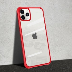 Szilikon áttetsző tok iPhone 11 Pro piros ütésálló kerettel