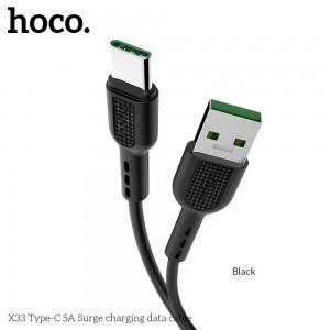 HOCO X33 Surge gyorstöltő kábel Type-C/USB 5A fekete