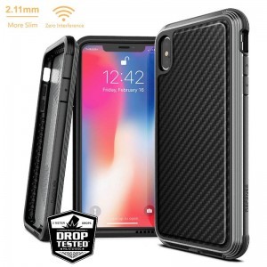 iPhone XS Max  X-DORIA Defense Lux tok fekete szénszál mintás ütésálló