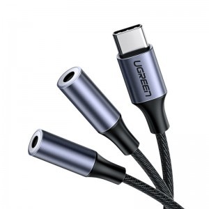 Ugreen USB Type-C 2x 3.5 mm mini jack elosztó/átalakító kábel 20 Cm szürke (30732)