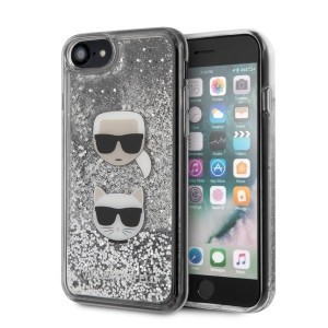 iPhone 7/8/SE 2020/SE 2022 Karl Lagerfeld Karl Choupette Glitter tok ezüst