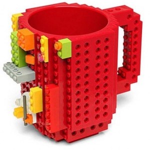 LEGO mintájú 350 ml bögre építőelemmel piros színben