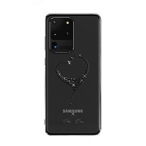 Kingxbar Wish tok Swarovski kristály díszítéssel Samsung S20 Ultra fekete színben