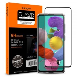 Spigen Glass.Fc kijelzővédő üvegfólia Samsung A51 fekete (AGL01131)