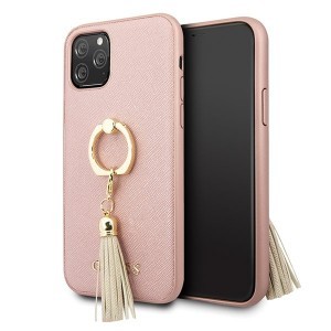 Guess Saffiano GUHCN58RSSARG iPhone 11 Pro tok hátlapi gyűrűvel pink