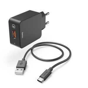 Hama Qualcomm® Quick Charge ™ 3 A hálózati töltő +Type-C kábel 1.5 m fekete (183230)
