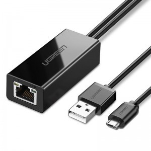 Ugreen külső hálózati adapter USB 100Mbps Chromecasthez 1m kábellel fekete (30985)