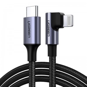 Ugreen MFI Elbow döntött USB Type C - Lightning kábel PD 3A 1m szürke (60763 US305)