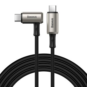Baseus Elbow USB Type C - USB Type C kábel VOOC Quick Charge Power Delivery 100 W 5 A 1,5 m (USB 3.2 Gen 2 / 4K@60 Hz) fekete (CATPN-01)