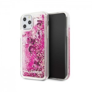 iPhone 12/ 12 Pro Karl Lagerfeld Liquid Glitter Charms tok pink