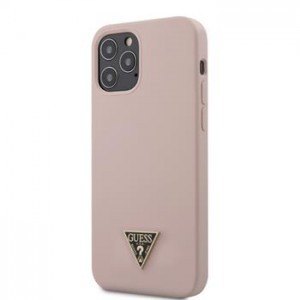 iPhone 12 Pro MAX Guess GUHCP12LLSTMLP Metal Triangle szilikon tok Light Pink