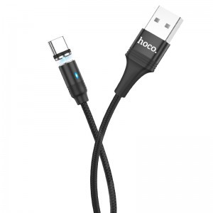 HOCO U76 Fresh USB - Type-C kábel 2A mágneses fejjel 1.2m fekete