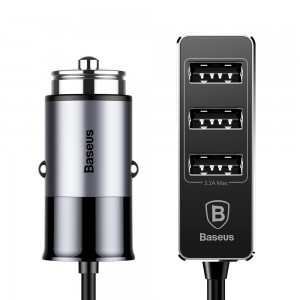 Baseus Enjoy autós szivargyújtós töltő 4 USB aljzattal 5.5A szürke színben (CCTON-0G)