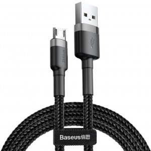 Baseus Cafule Nylon harisnyázott USB/ micro USB kábel QC3.0 1.5A 2m fekete (CAMKLF-CG1)