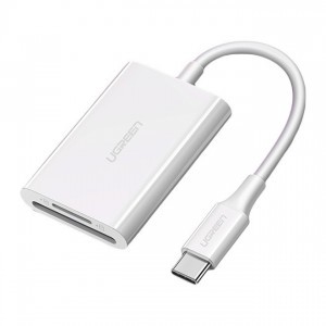 Ugreen SD 4.0 / micro SD (TF) 4.0 (UHS-II, UHS-2 - 280 MBps) OTG átalakító kábel USB Type-C 3.2 Gen 1 fehér (CM265 60724)
