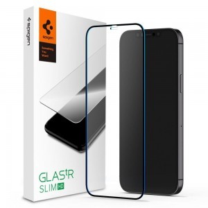 iPhone 12/ 12 Pro fekete kijelzővédő üvegfólia Spigen Glass.Tr Slim (AGL01512)