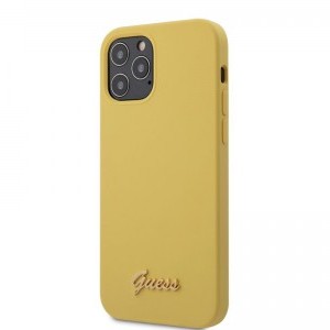 iPhone 12 Pro MAX Guess GUHCP12SLSLMGYE Metal Logo szilikon tok sárga