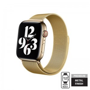 Crong Milano Steel rozsdamentes acél szíj Apple Watch 42/44 mm arany színben