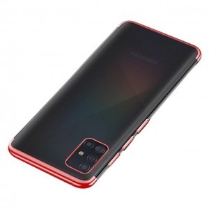 Samsung A51 Clear Color Electroplating TPU gél tok piros