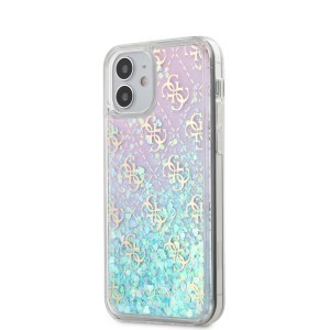 iPhone 12 mini Guess GUHCP12SLG4GGBLPI Liquid Glitter Hearts tok irizáló
