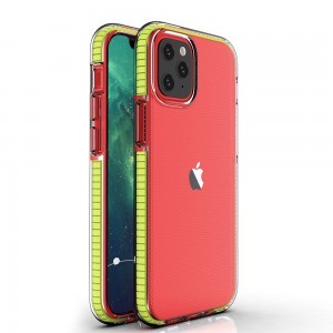 iPhone 12 mini Spring átlátszó TPU tok színes kerettel citromsárga