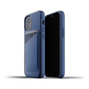 Mujjo Valódi bőr tok kártyatartóval iPhone 12 mini Monaco Blue