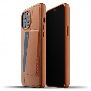 iPhone 12 Pro MAX Mujjo Valódi bőr tok kártyatartóval barna