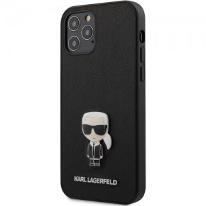 iPhone 12 Pro MAX Karl Lagerfeld KLHCP12LIKMSBK Iconic Saffiano tok fekete