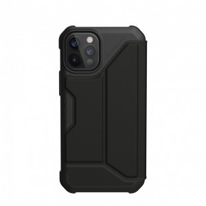 UAG Metropolis fokozott védelmet biztosító bőr fliptok iPhone 12/ 12 Pro fekete