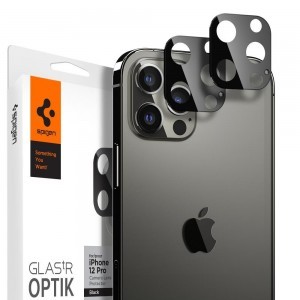 Spigen Optik.TR 2x kameralencsevédő 9H üveg iPhone 12 Pro fekete (AGL01807)