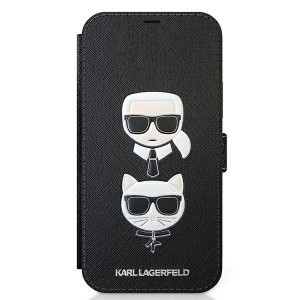 iPhone 12 Pro MAX Karl Lagerfeld KLFLBKP12LSAKICKCBK Saffiano Karl Choupette fliptok fekete