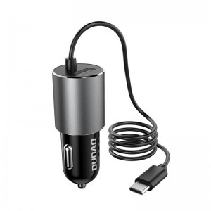 Dudao USB szivargyújtós autós töltő integrált Micro-usb kábellel 3,4A fekete (R5Pro T)