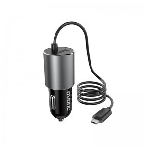 Dudao USB szivargyújtós autós töltő integrált Type-C kábellel 3,4A fekete (R5Pro M)