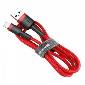 Baseus Cafule Nylon harisnyázott USB/Lightning kábel QC3.0 1.5A 2m piros (CALKLF-C09)
