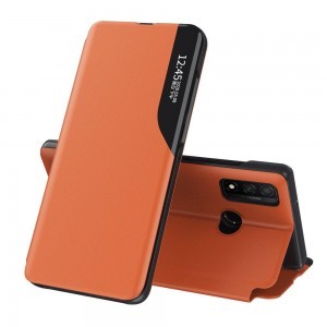 Eco Leather View Case intelligens fliptok Huawei P40 Lite narancssárga
