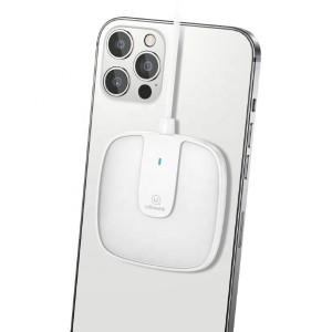 USAMS MagSafe vezeték nélküli Qi mágneses töltő 15W iPhone 12 fehér