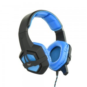 Gamer Headset ART Flash világítással, fejhallgató mikrofonnal fekete/kék 