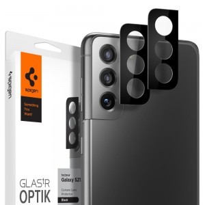 Samsung S21+ Plus fekete kameralencsevédő 9H üveg Spigen Optik.TR 2x (AGL02734)