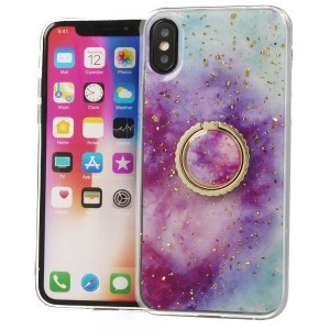 iPhone 12 mini Marble márvány mintás tok gyűrű támasszal lila/kék