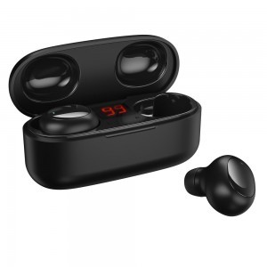 WK Design TWS Bluetooth vezeték nélküli fülhallgató töltő tokkal fekete (V5 black)