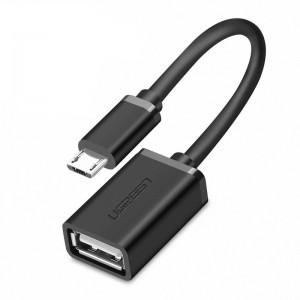 Ugreen USB (aljzat) - micro USB (csatlakozóvég) OTG kábel adapter 12cm USB 2.0 480Mbps fekete (US133 10396)
