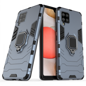 Ring Armor Case Kickstand telefontok Samsung Galaxy A42 5G készülékhez kék színben
