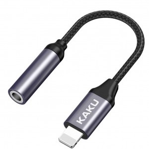 KAKU 2in1 Lightning - 3,5mm audio jack adapter fekete (KSC-428)