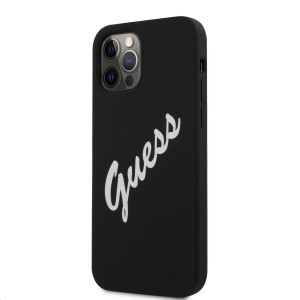 iPhone 12/ 12 Pro Guess GUHCP12MLSVSBW Silicone Vintage Script tok fekete