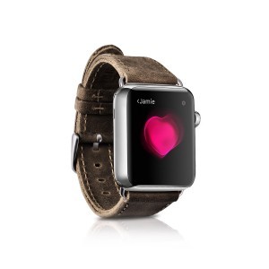 Apple Watch 38/40/41 mm iCarer Crazy Horse valódi bőr óraszíj sötétbarna