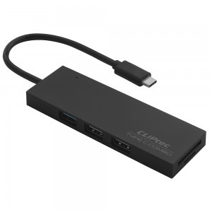 Cliptec RZR601 USB HUB adapter, elosztó USB Type-C - 3xUSB + microSD + SD Chimo aljzatokkal fekete