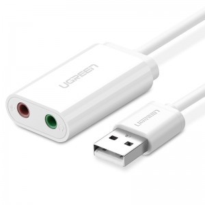 Ugreen USB 2.0 - 3,5 mm mini jack külső hangkártya, adapter fehér (US205 30143)